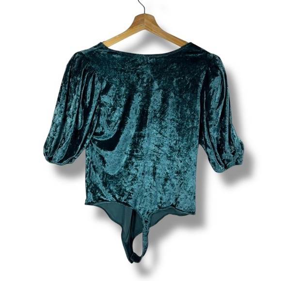 Free People Intimately Don't You Wish Velvet Bodysuit, Deep Teal, Size Large - Picture 15 of 15